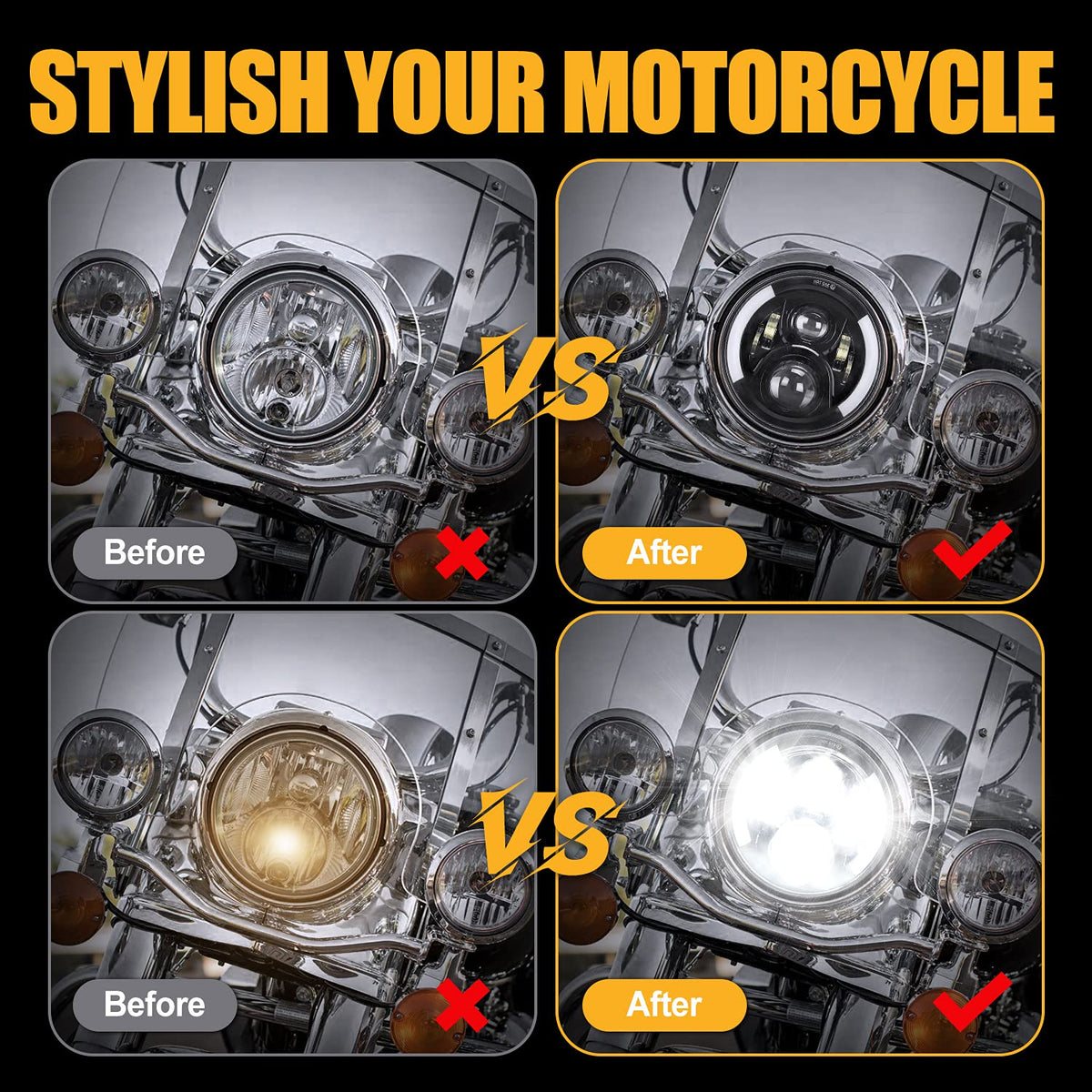 SUPAREE angel-eye turn signal lit amber ring for clear signaling and daytime visibility