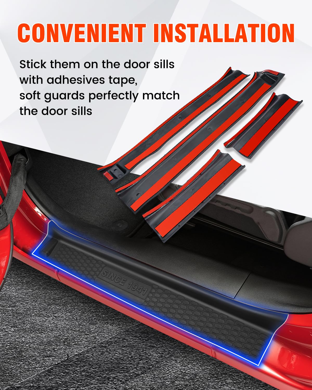 SUPAREE adhesive backing detail showing tape for easy no-drill install