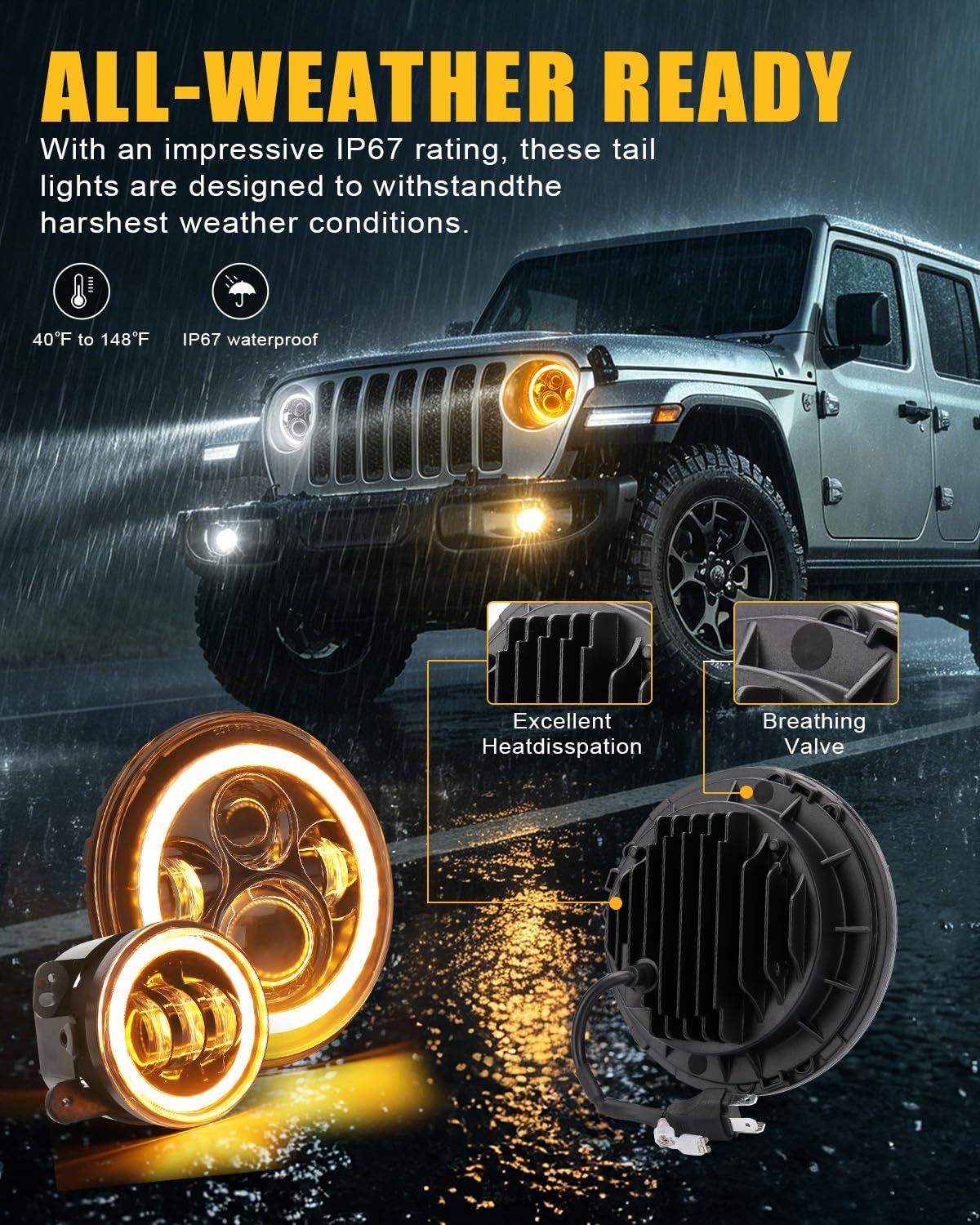 SUPAREE fog light mounted on Jeep bumper improving low‑level road visibility