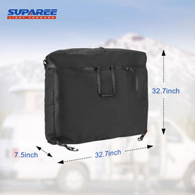 SUPAREE bag next to car seat illustrating compact scale and fit