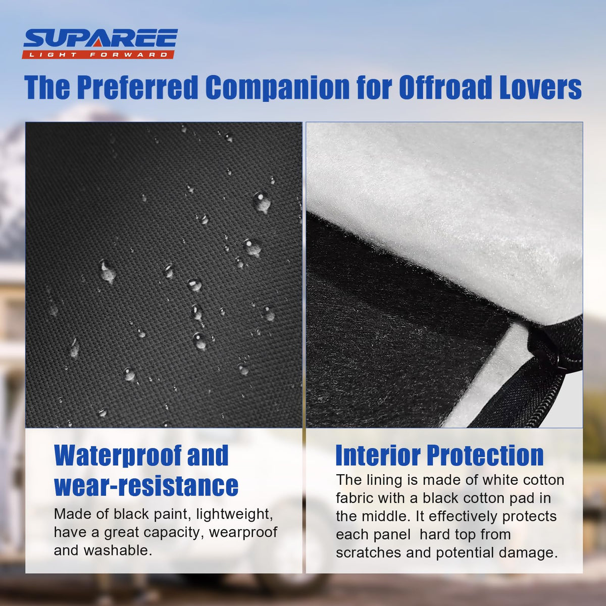 SUPAREE soft non-woven inner backing shown protecting panel surfaces