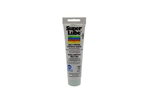 Super Lube tube front view showing translucent grease and precise application benefit