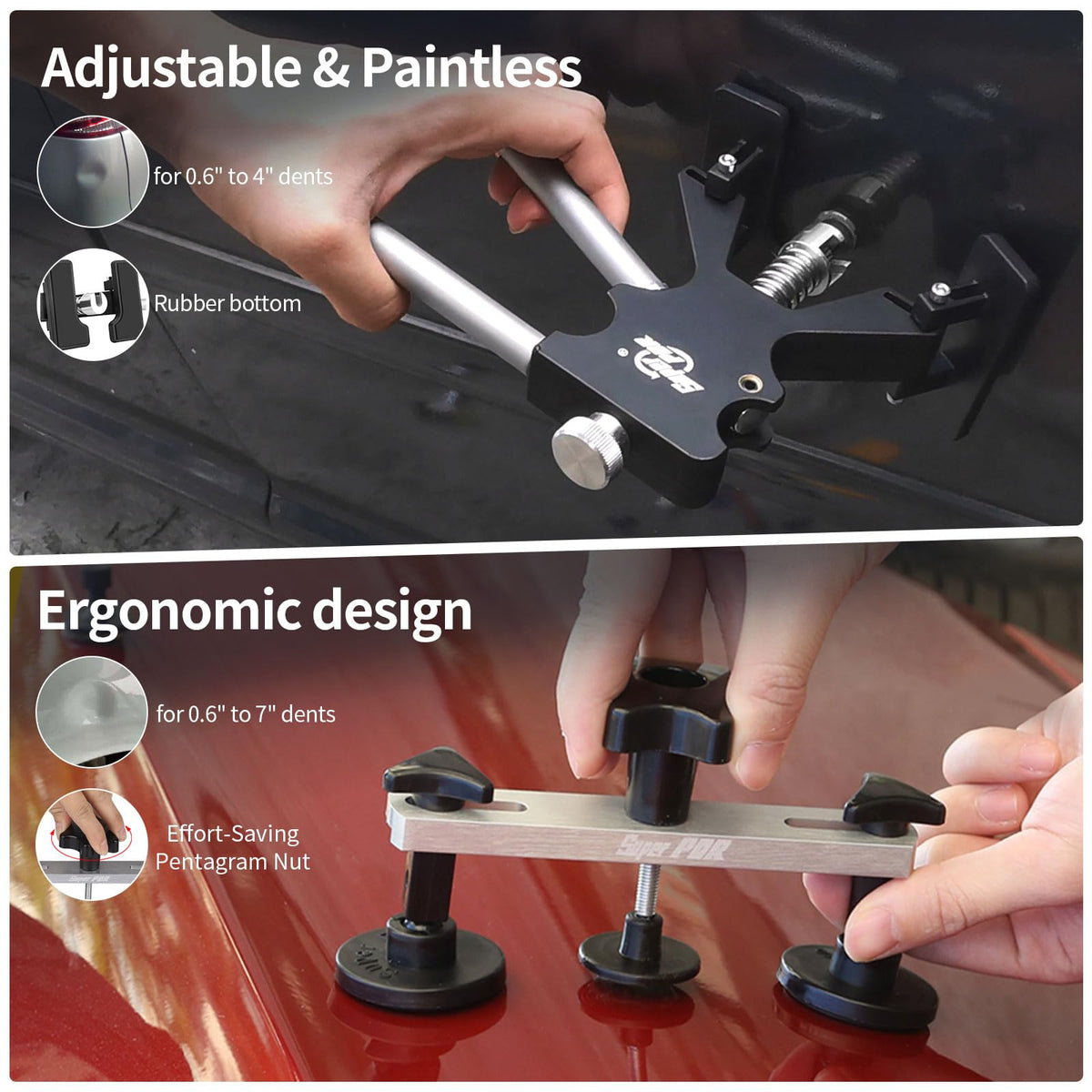 Super PDR 100W glue gun in use with strong bonds for dent repair