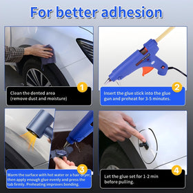 Super PDR kit in action lifting a door ding, demonstrating quick dent correction
