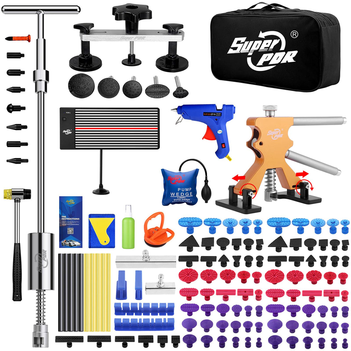 Super PDR kit open case showing organized tools for fast dent repair
