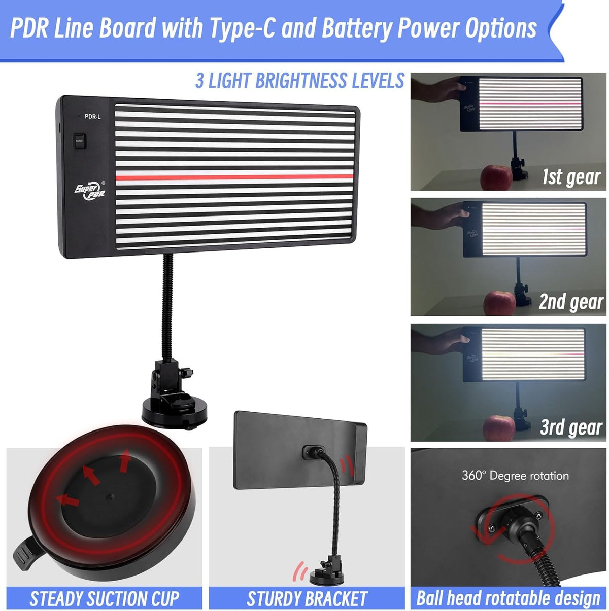 Super PDR tools in use on a car door for quick paintless repairs