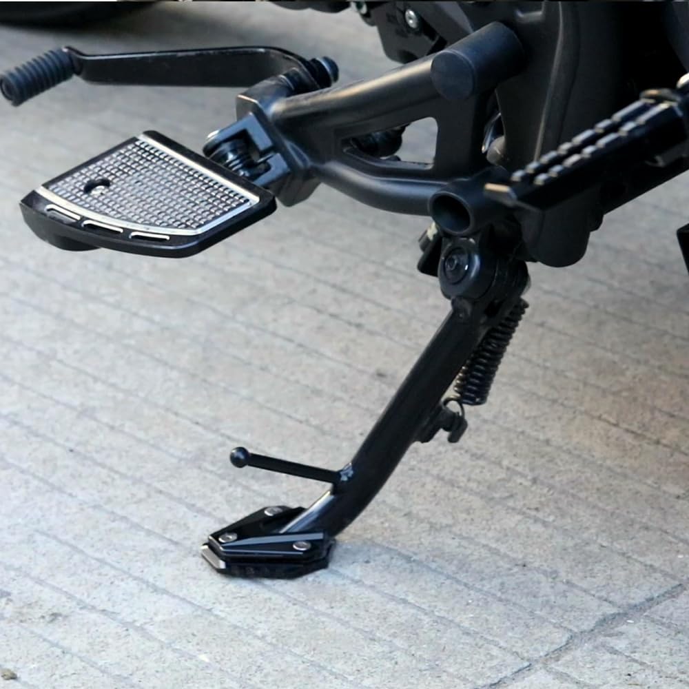 Super Vici plate installed on Rebel CMX side stand improving stability on pavement