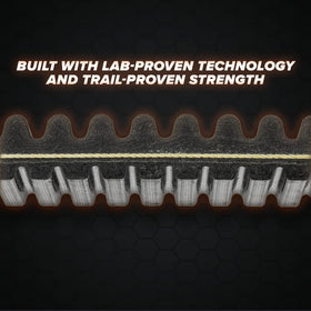 SuperATV belt beside ruler showing precise sizing for proper fit