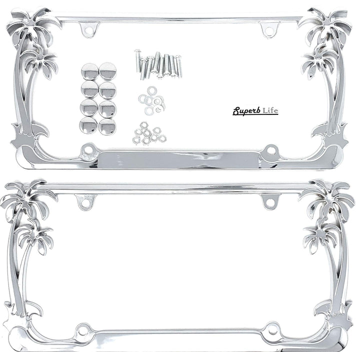 Superb lnf chrome frame front view showing palm motif and polished shine benefit: stylish upgrade