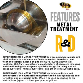 Pouring Superkote 2000 into engine oil, demonstrating easy use and improved lubrication benefit
