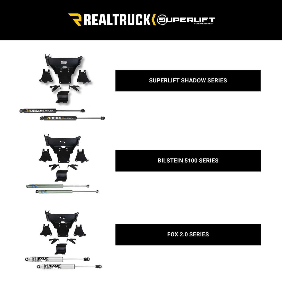Superlift stabilizers installed on Ford front end demonstrating reduced shimmy and improved control