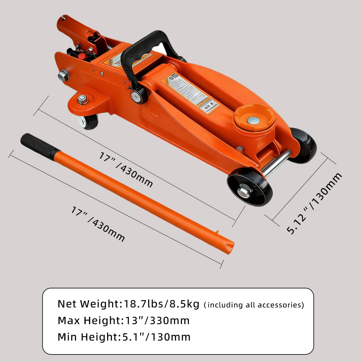 superokay side view highlighting 5-1/8 inch low profile for tight-clearance vehicles