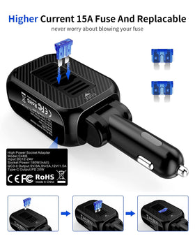 SUPERONE powering dashcam and phone in car, convenient simultaneous use