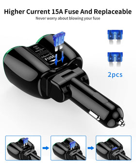 SUPERONE installed in car cigarette socket providing power to accessories on the go