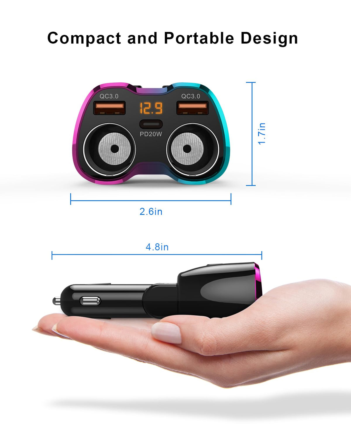 SUPERONE top view of independent socket switches to control power and reduce battery drain