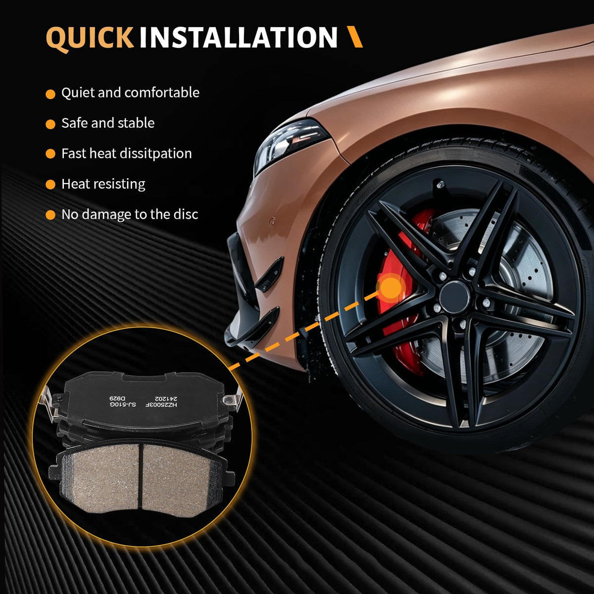 SUPLABEL pad set with fitment chart ensuring correct vehicle compatibility