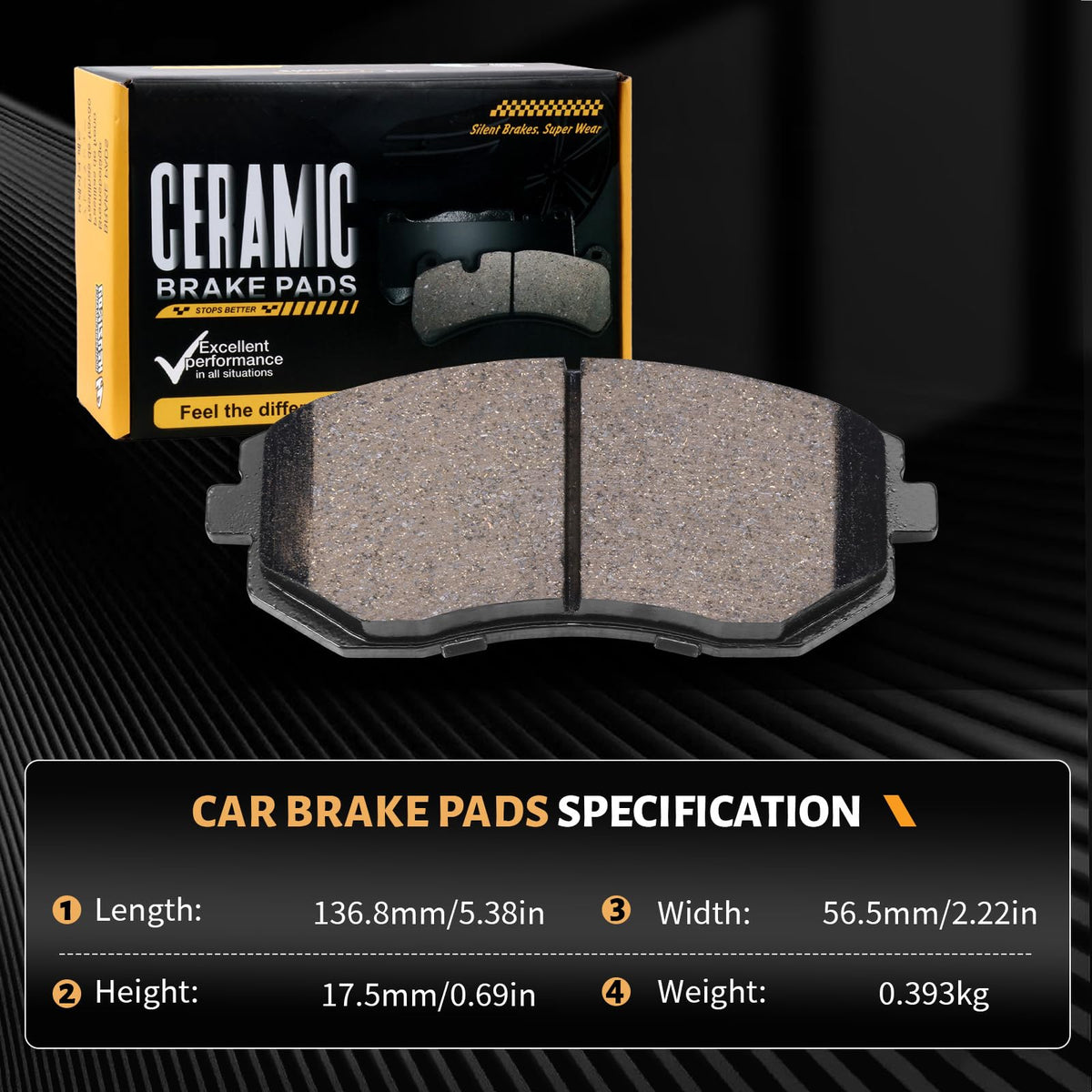 SUPLABEL ceramic pad surface close-up highlighting durable friction material