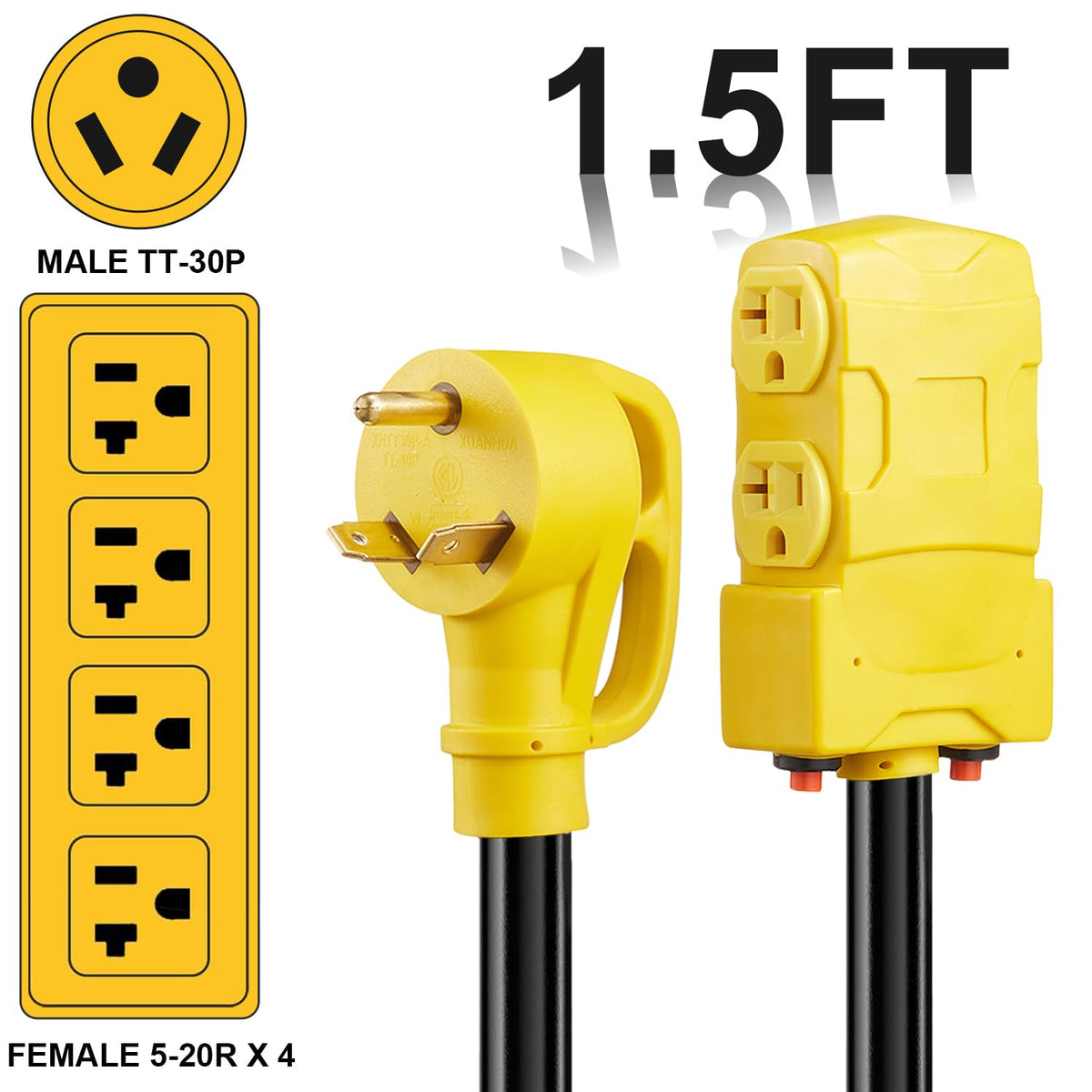 Suplevel close-up of built-in circuit breaker button protecting devices from overload