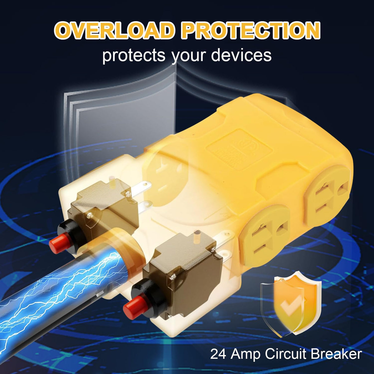 Suplevel cord jacket detail highlighting 10 AWG pure copper wiring and weather resistance