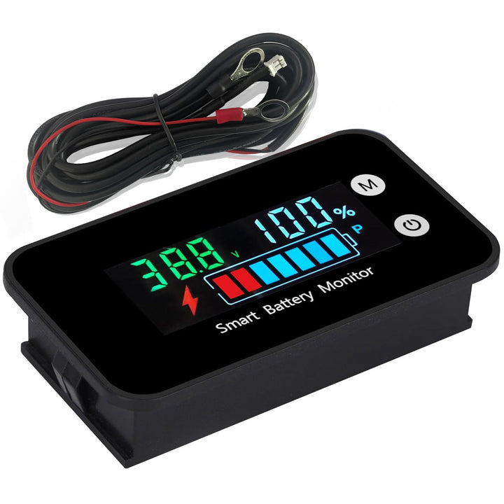 SUPNOVA front panel display showing voltage and percentage, quick status at a glance