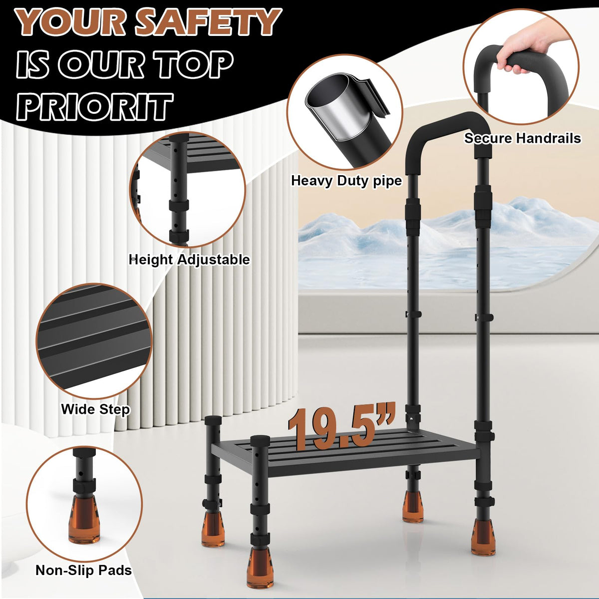 Support Way step in use at RV entry improving safe boarding