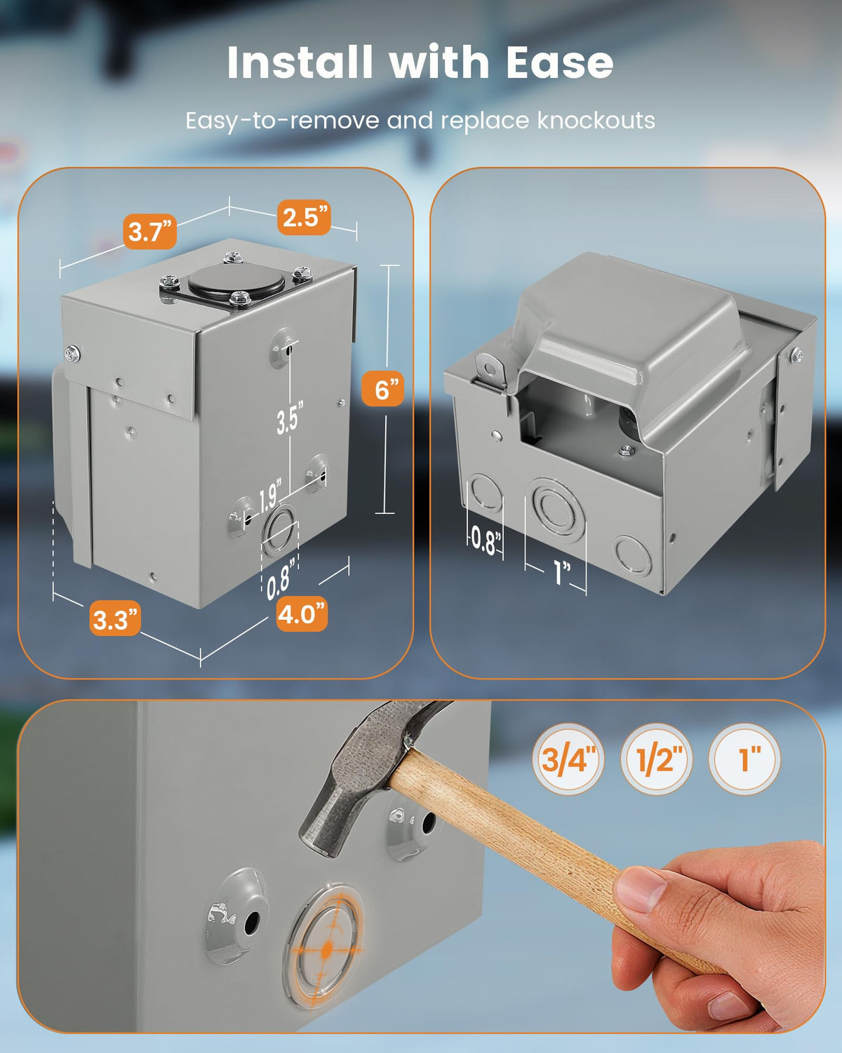 SURAIELEC removable knockouts on bottom and back for easy conduit