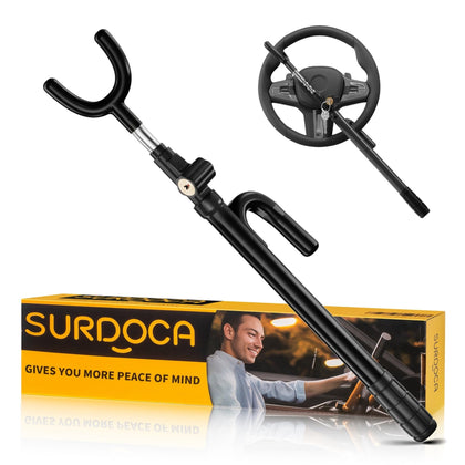 SURDOCA front view of steering wheel lock showing bright yellow deterrent