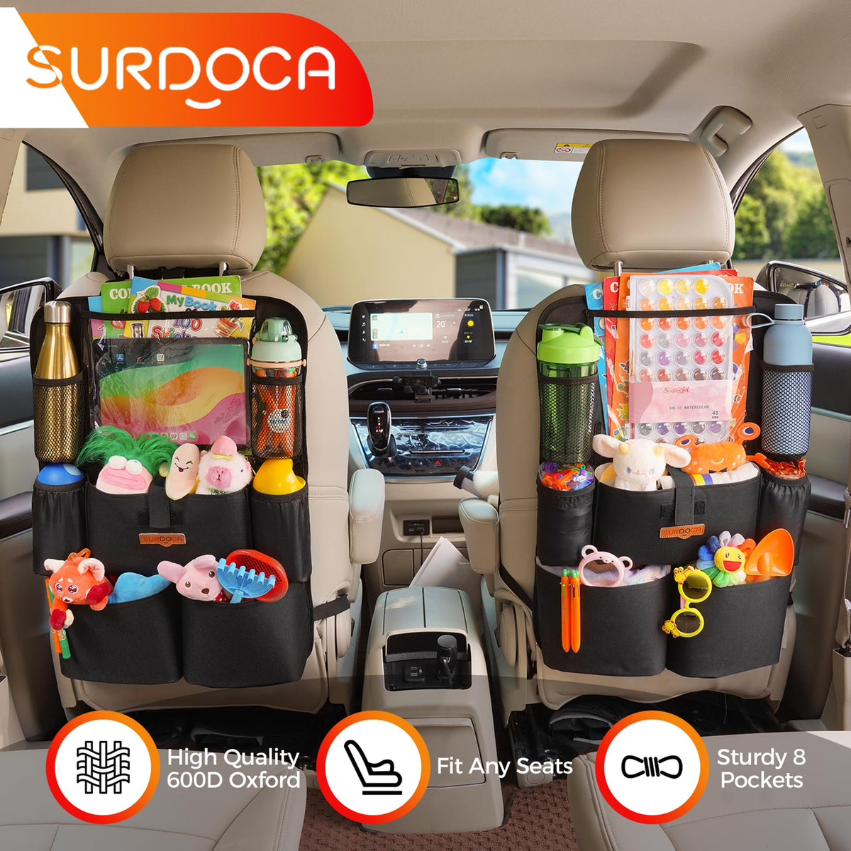 SURDOCA installed in vehicle demonstrating quick straps and secure fit