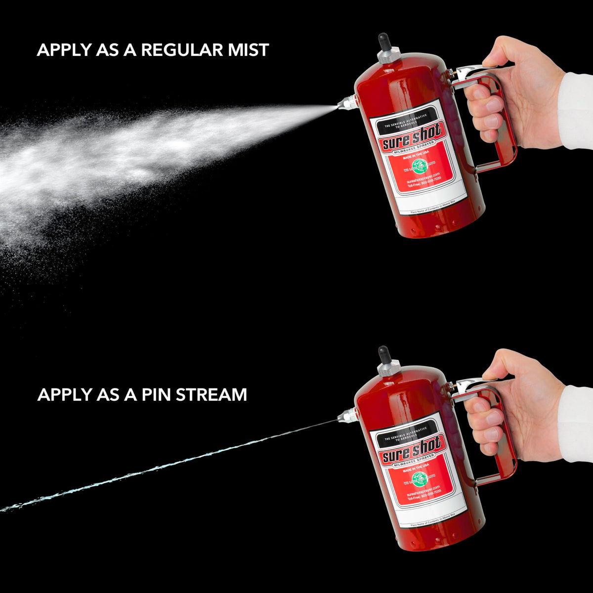 SURE SHOT repair kit and spare nozzles laid out showing long-term serviceability