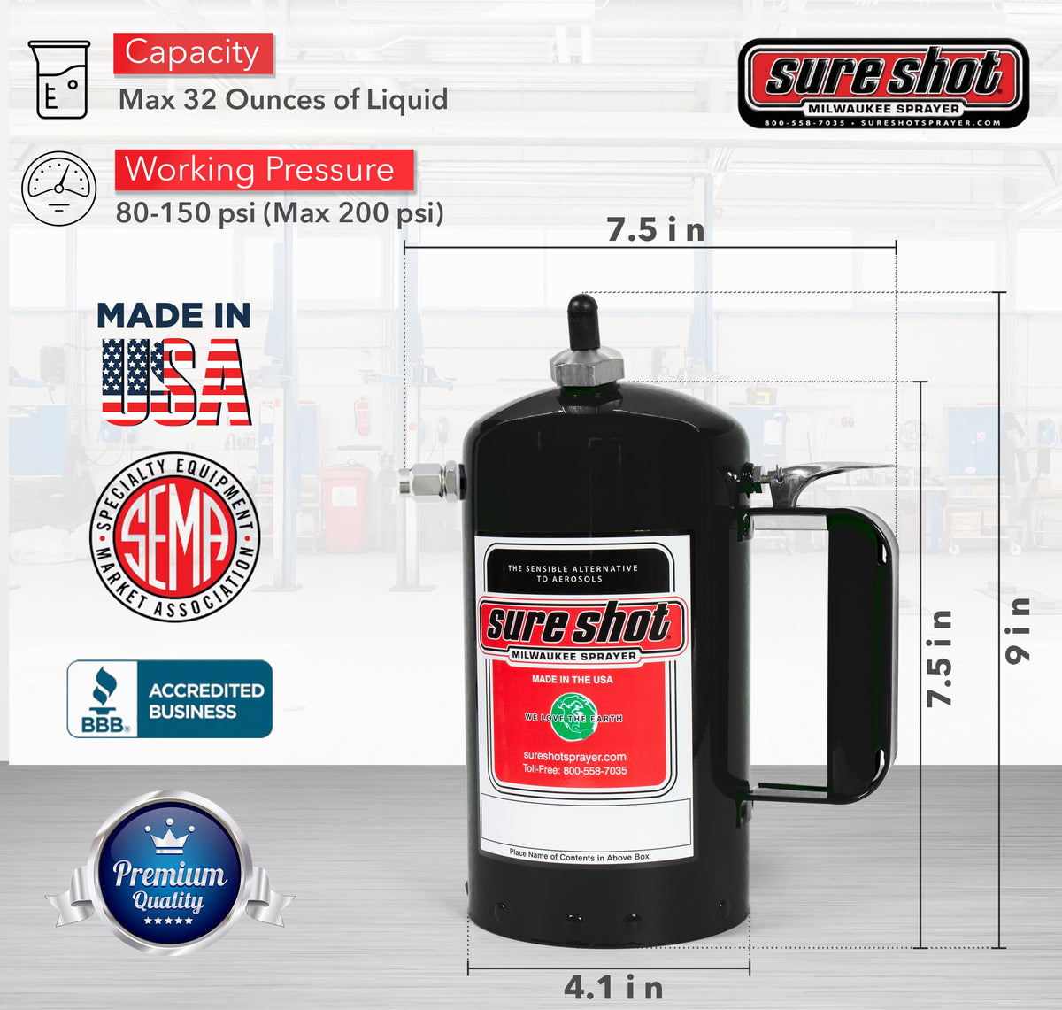 SURE SHOT A1002 nozzle close-up highlighting adjustable spray control benefit