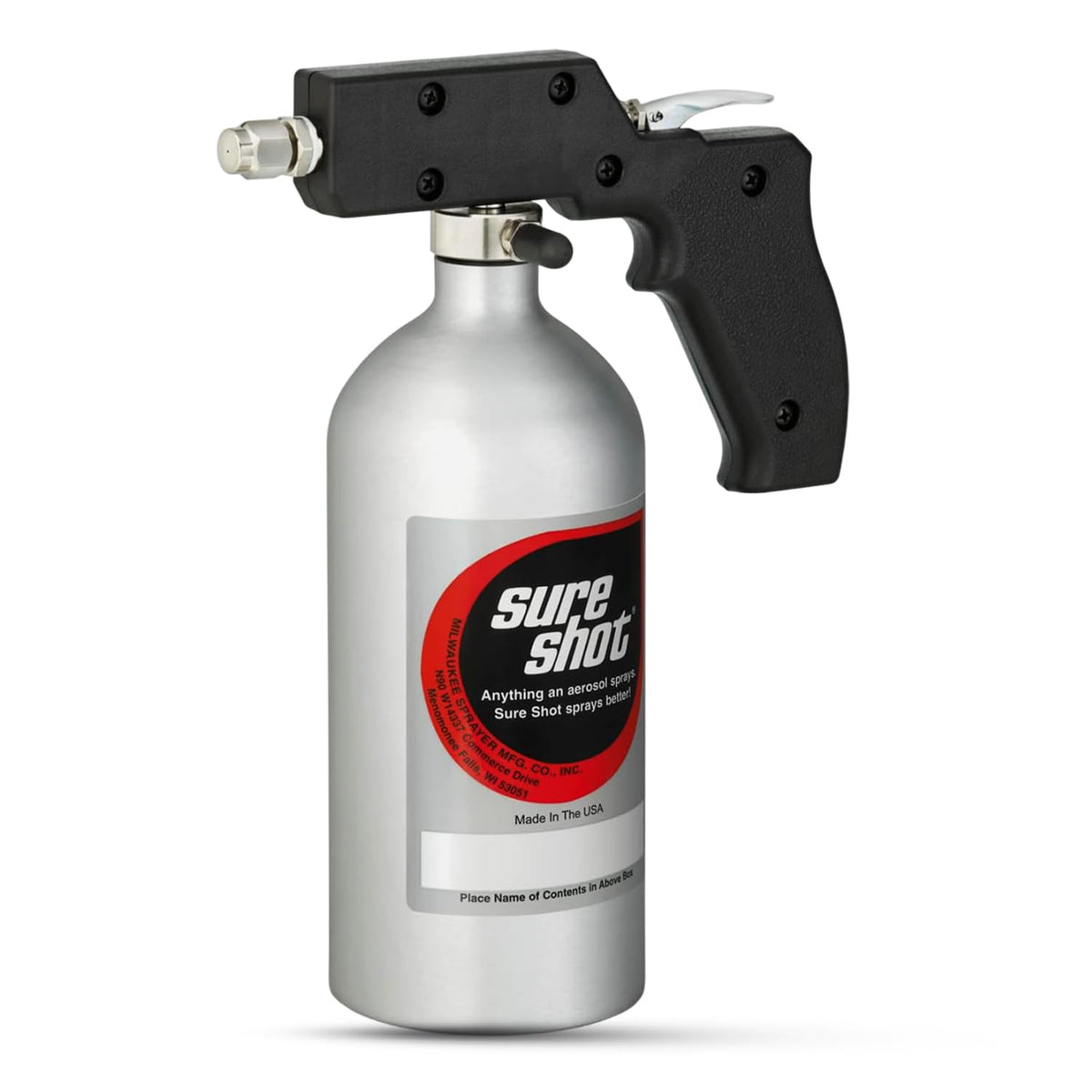 Sure Shot front view showing easy-fill canister and durable finish