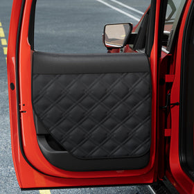 Surfcabin front view on truck door showing full protection benefit