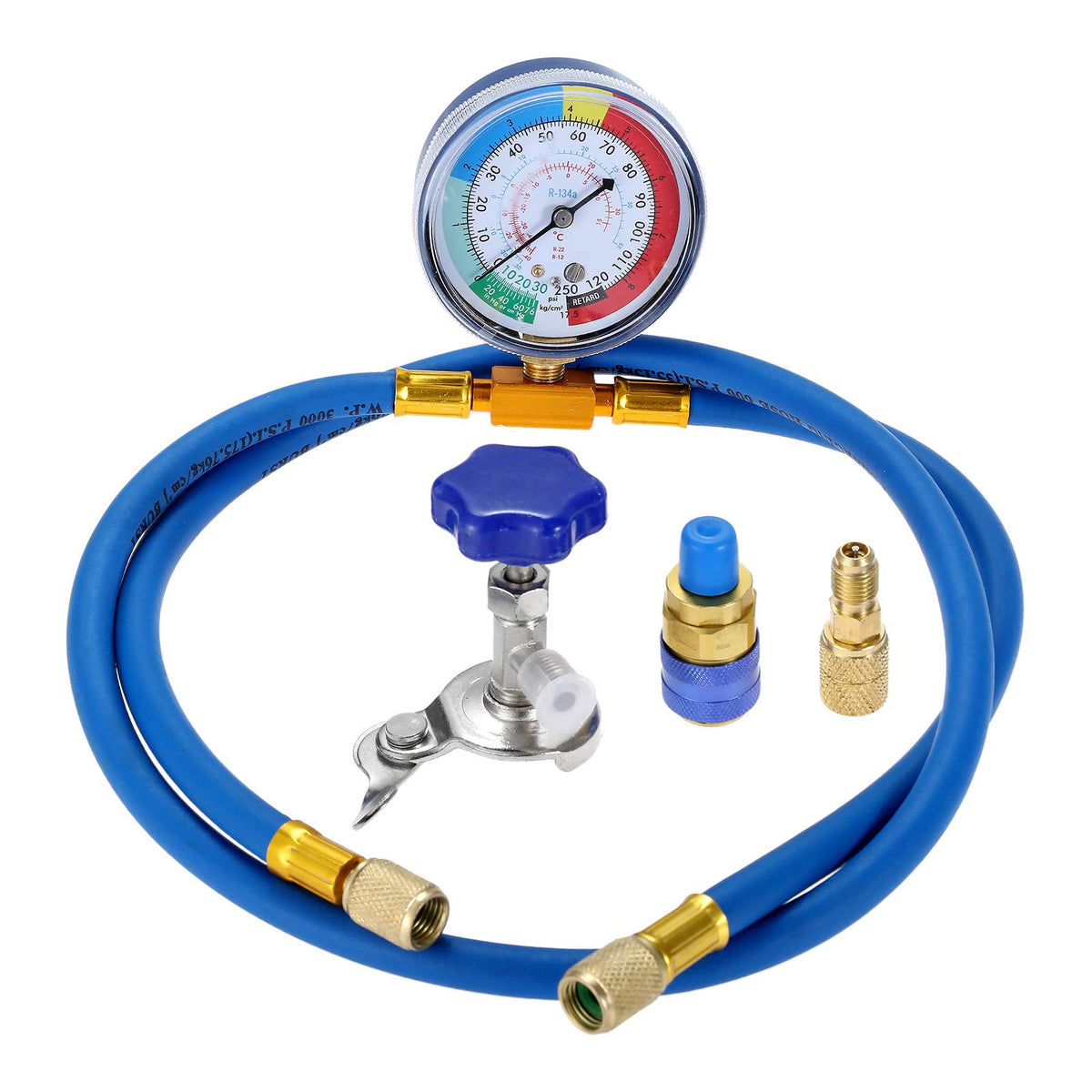 SURIEEN front view of hose and gauge showing clear readout for accurate charging