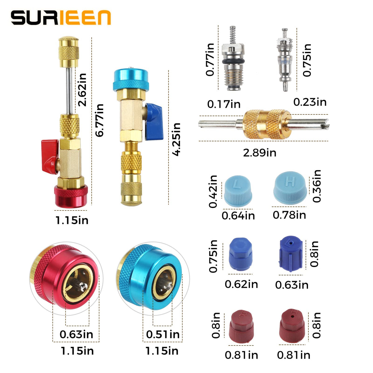 SURIEEN red high-pressure coupler closeup showing durable brass and shutoff valve