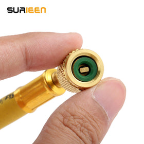 SURIEEN hoses connected to HVAC manifold in field showing fast one-handed operation