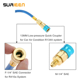 SURIEEN injector attached to vehicle low-side port demonstrating safe use