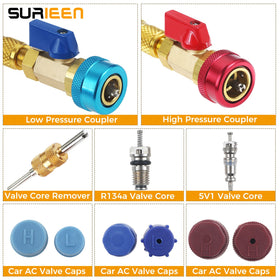 SURIEEN blue low-pressure coupler closeup showing textured grip and precise fit