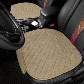 surpassme khaki front seat cover packaged, shows included pieces and color