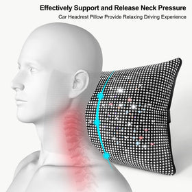 surpassme neck pillow installed on driver seat providing comfortable neck support