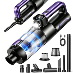 SURPUTS front view handheld vacuum highlighting compact design and portability benefit