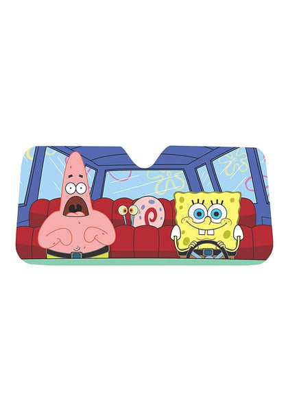 Surreal Entertainment SpongeBob car shade front view showing characters and heat protection