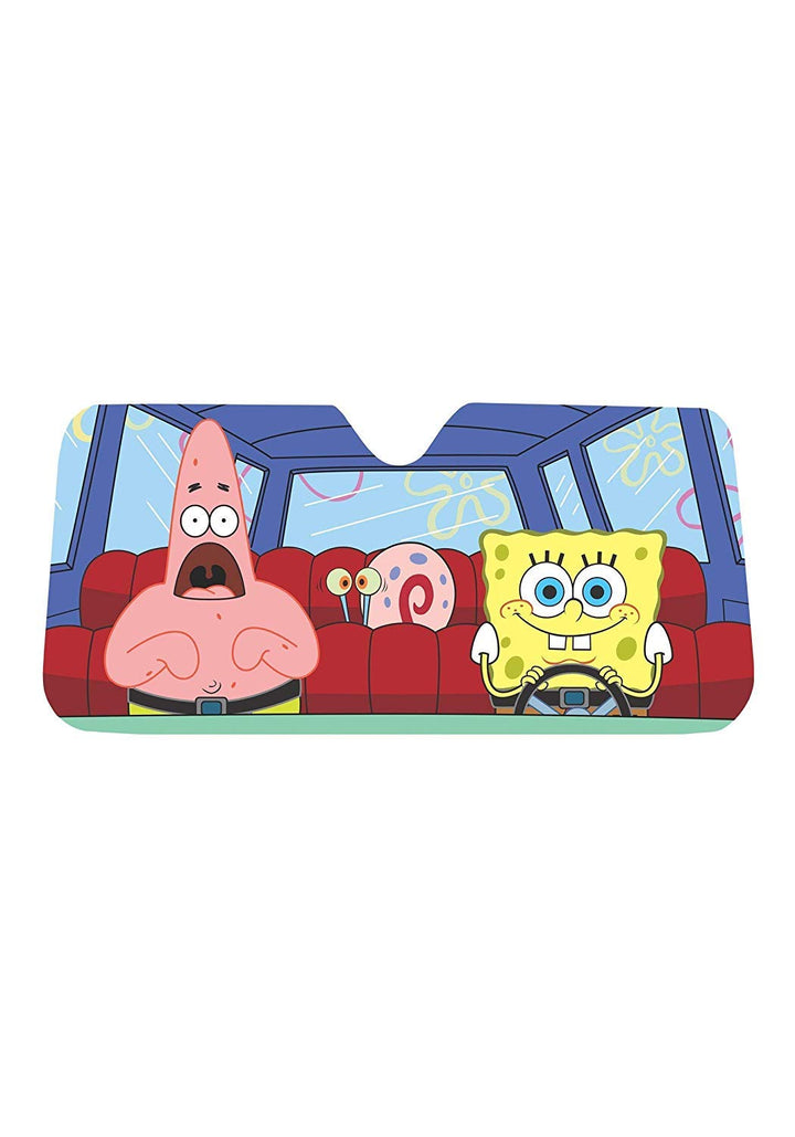 Surreal Entertainment SpongeBob car shade front view showing characters and heat protection