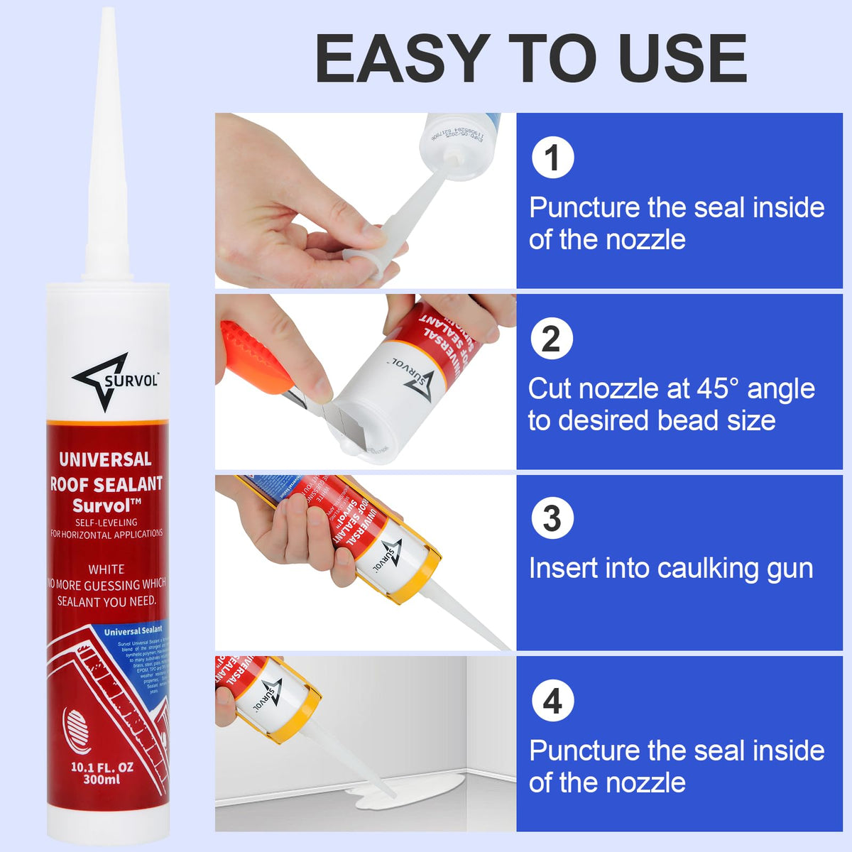 Survol sealant at roof edge detail highlighting strong adhesion to substrate