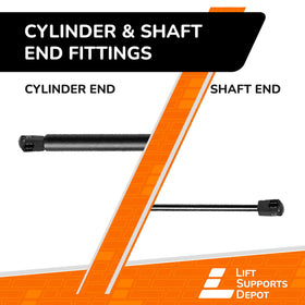 Suspa gas spring compressed length next to ruler, accurate center-to-center measurement