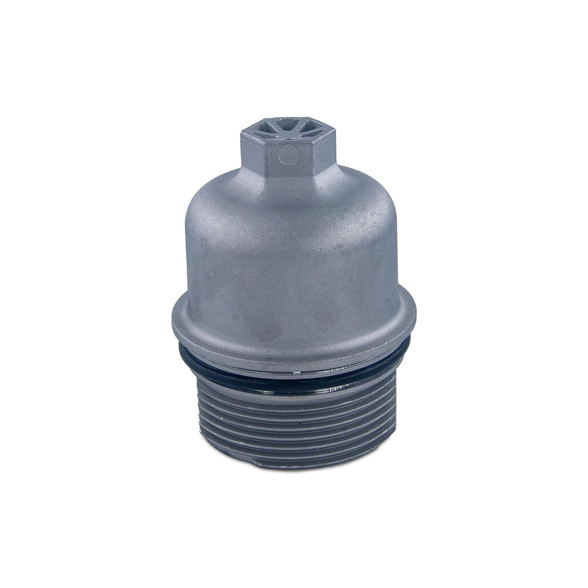 Suspenix aluminum oil filter cap front view showing durable finish and improved reliability