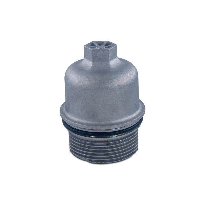 Suspenix aluminum oil filter cap front view showing durable finish and improved reliability