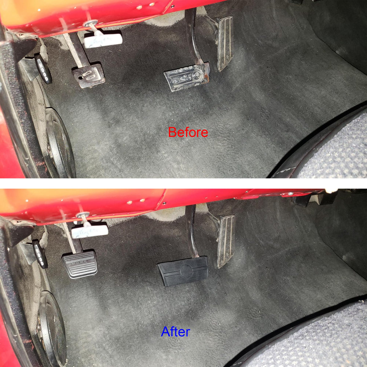 Suspenix in vehicle cabin illustrating improved pedal traction and appearance