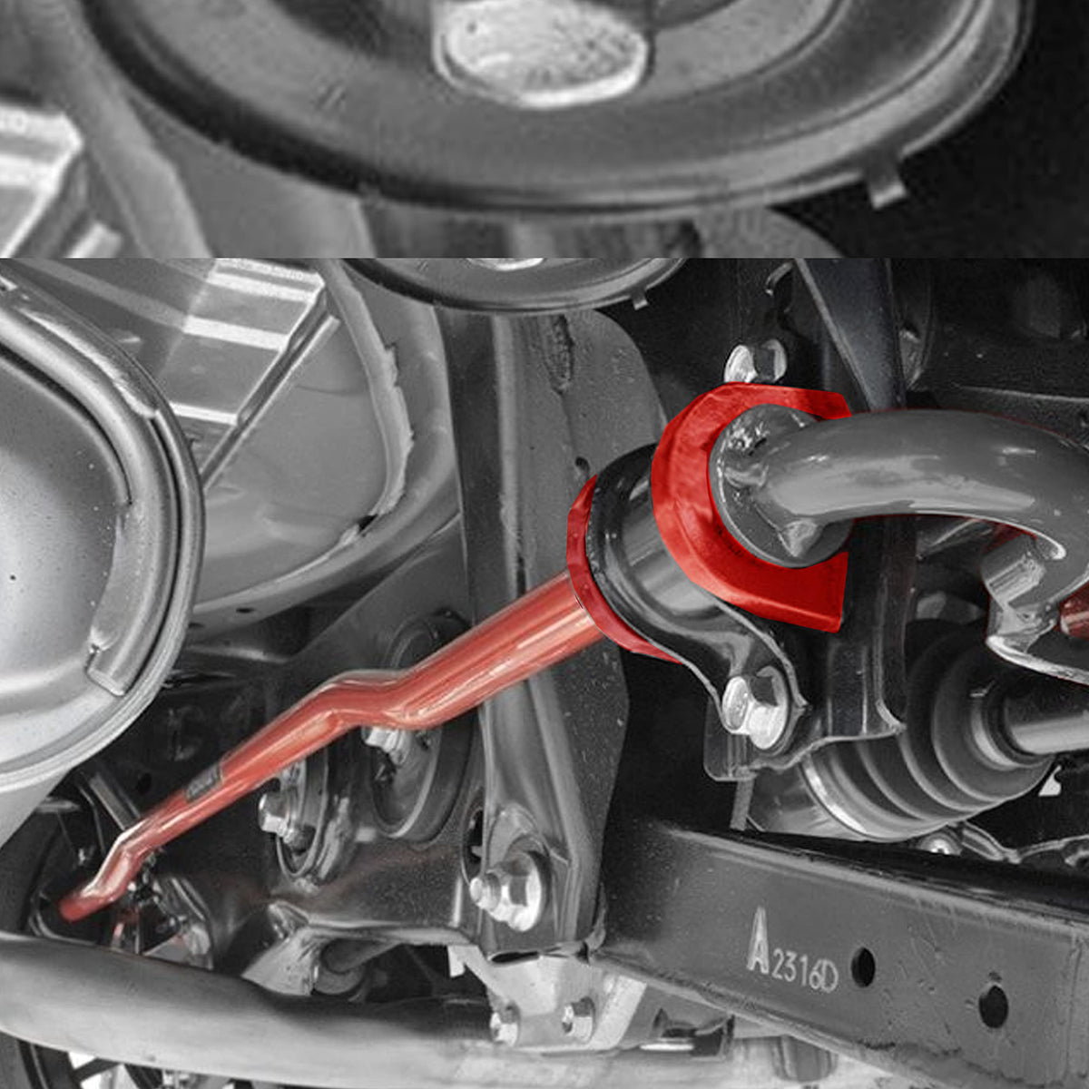suspension dudes installation in hand demonstrating simple bolt-on fit and faster install