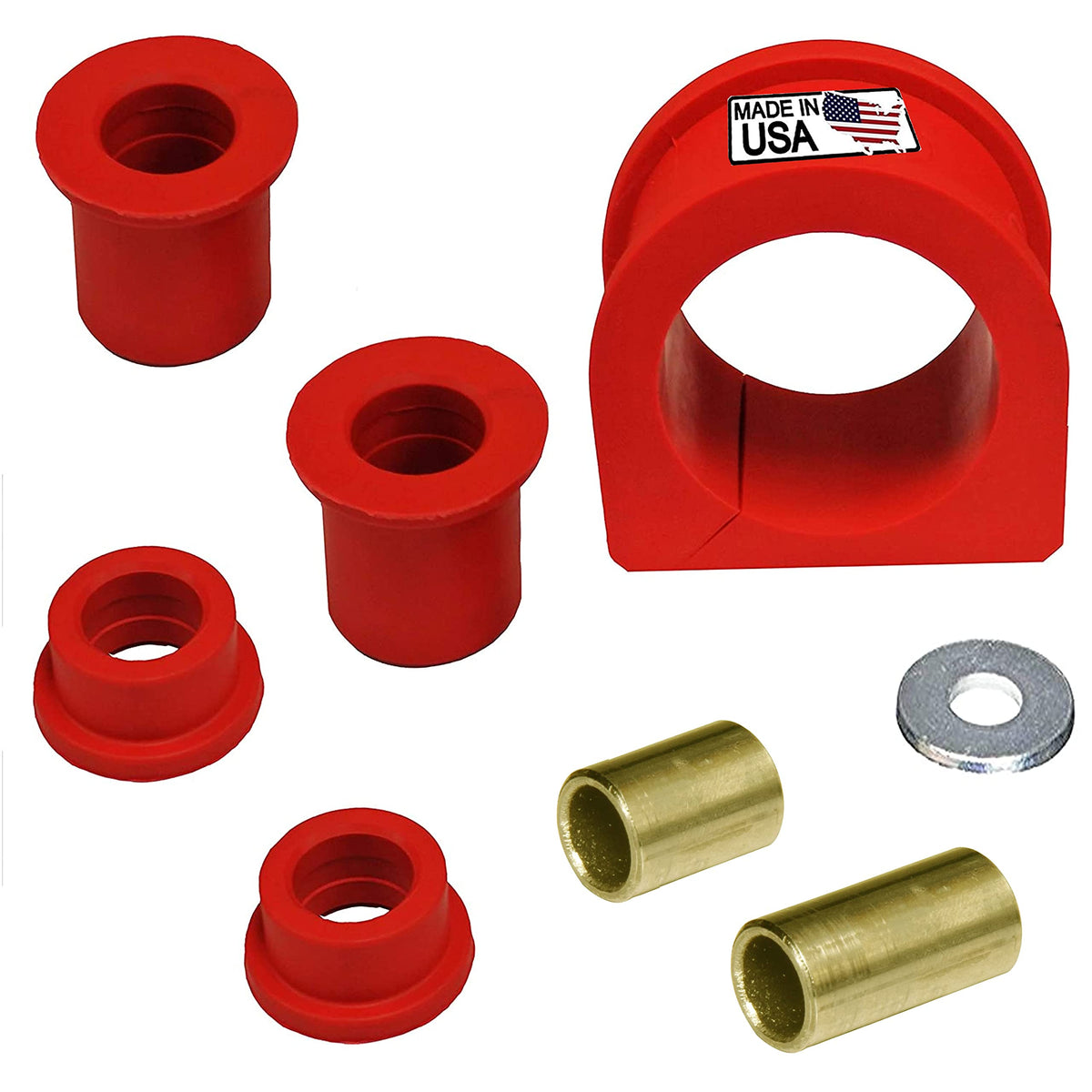 suspension dudes steering rack bushing kit front view showing components and durable finish