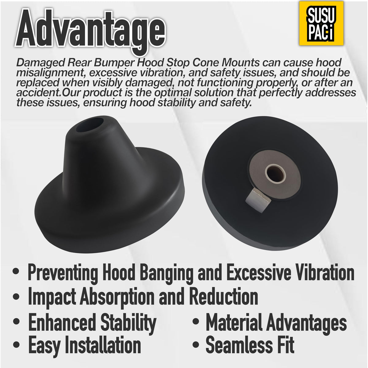 SUSUPACI installed on Freightliner Cascadia rear hood showing reduced vibration advantage